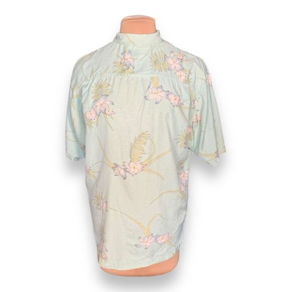 Tommy Bahama Shirt Green Tropical Floral Short Sleeve Short Sleeve Silk Hawaiian - Picture 3 of 7